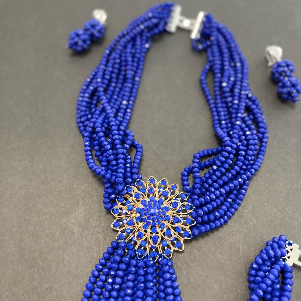 Royal Blue & GoldTone Necklace Set